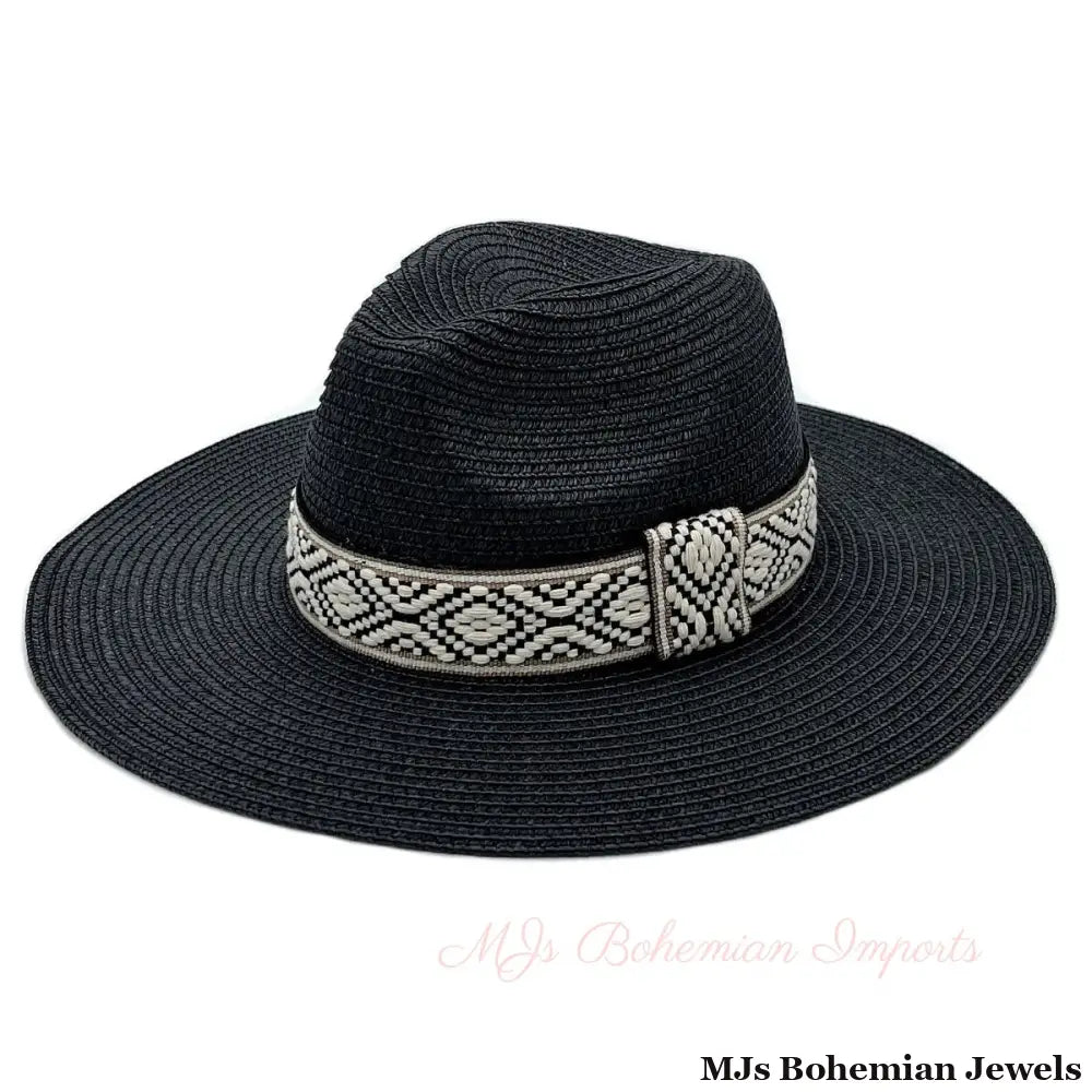 Black Straw Panama Fedora