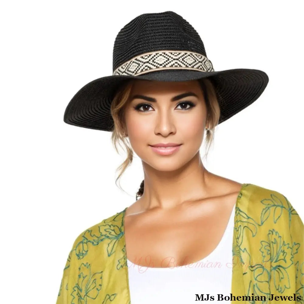 Black Straw Panama Fedora