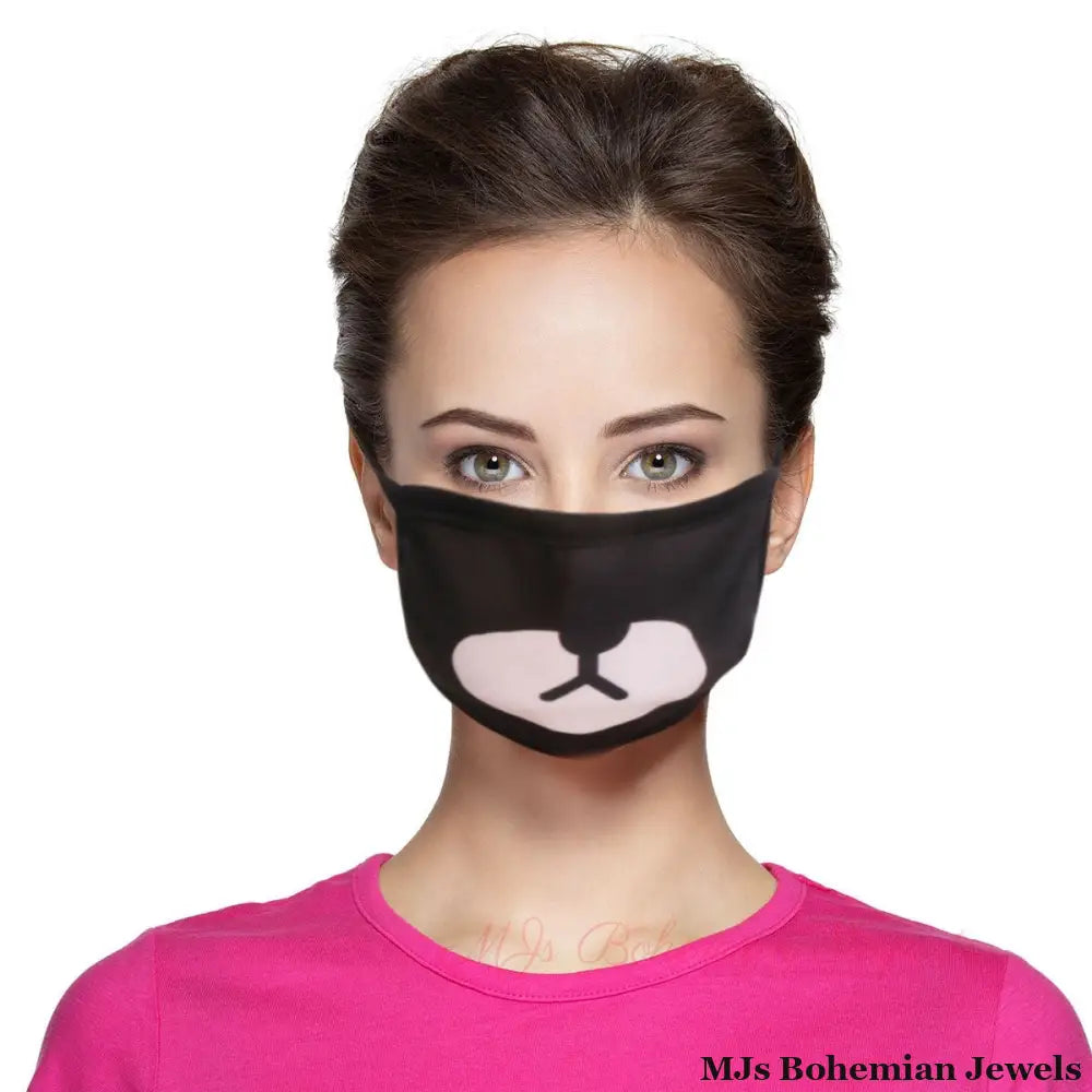 Black Teddy Bear Mouth Mask