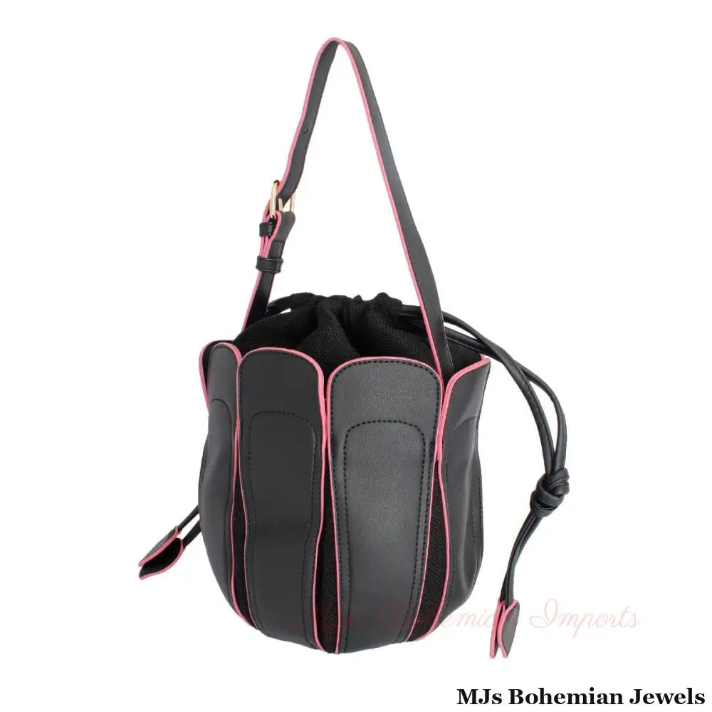 Black Tulip Bucket Bag