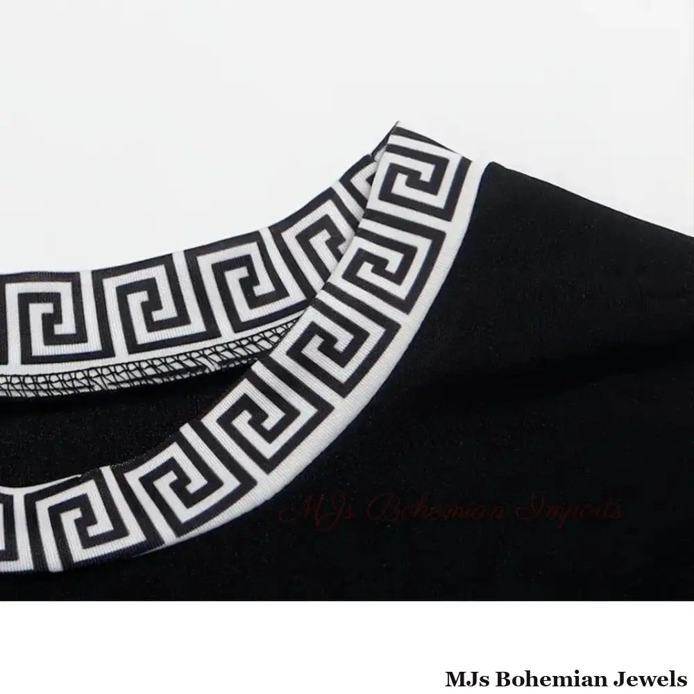 Black White 5XL Top Skirt Set