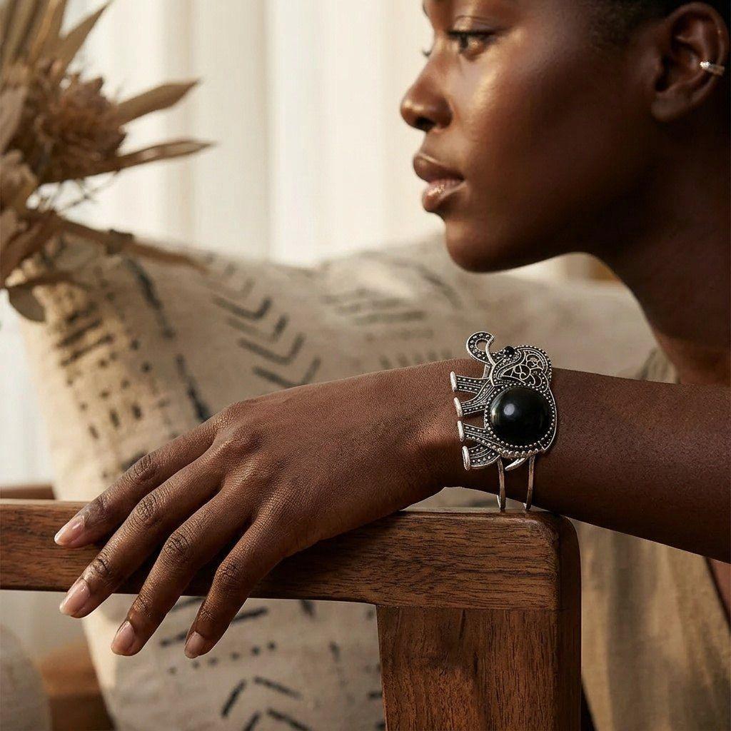 Black Elephant Hinge Bracelet