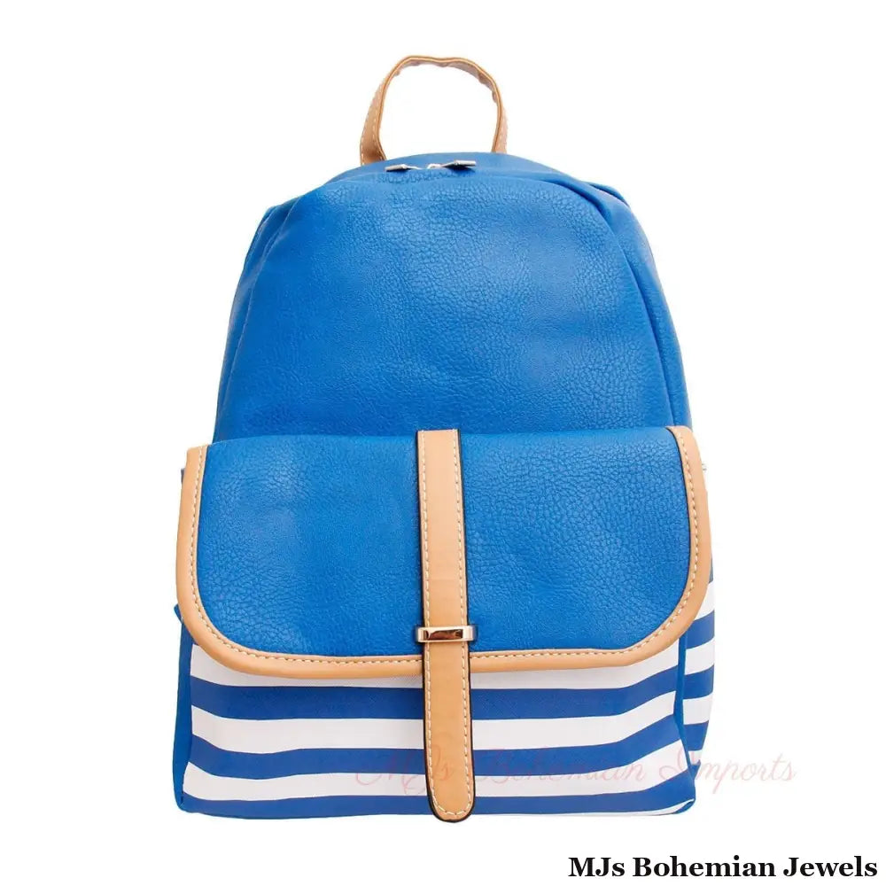 Blue and White Stripe Backpack