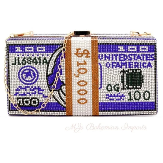 Blue Bling $10K Rectangle Clutch