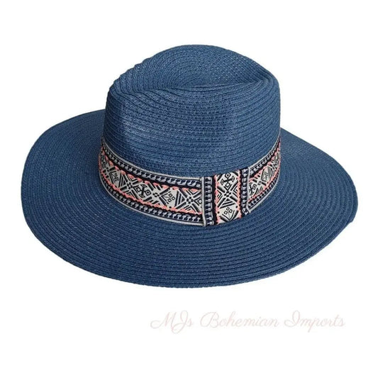 Blue Boho Navy Band Panama Hat