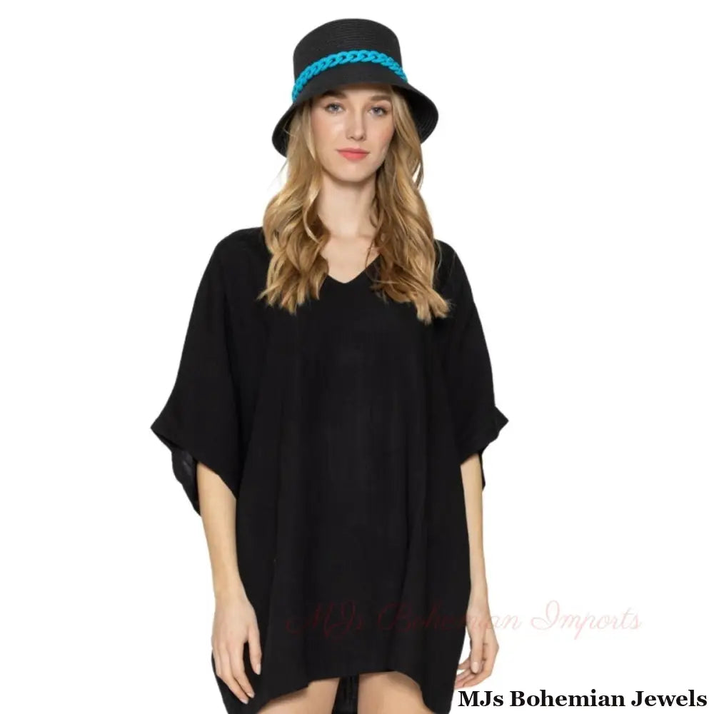 Blue Chain Black Bucket Hat