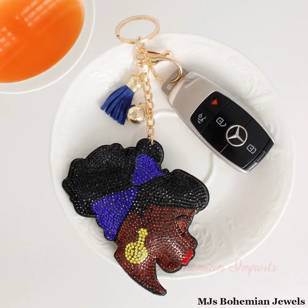 Blue Headband Woman Keychain