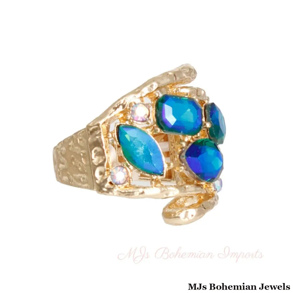 Blue Loop Crystal Ring