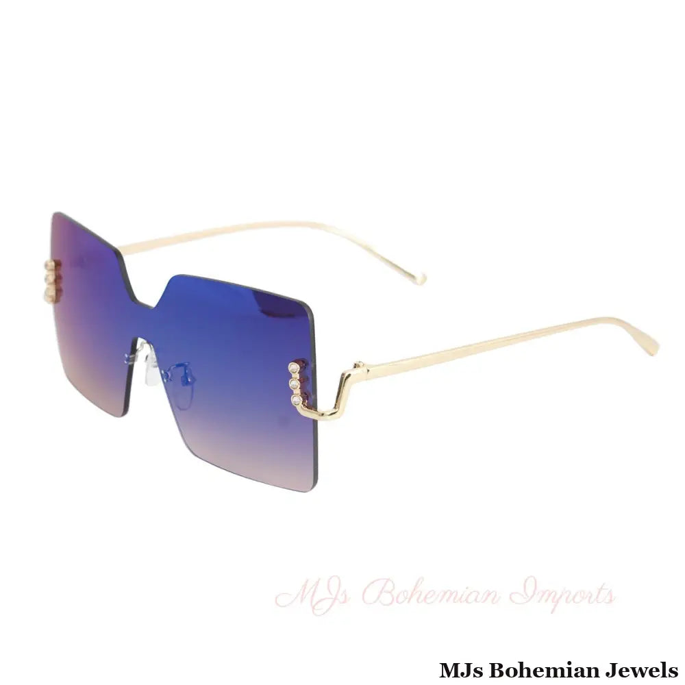 Blue One Piece Square Sunglasses