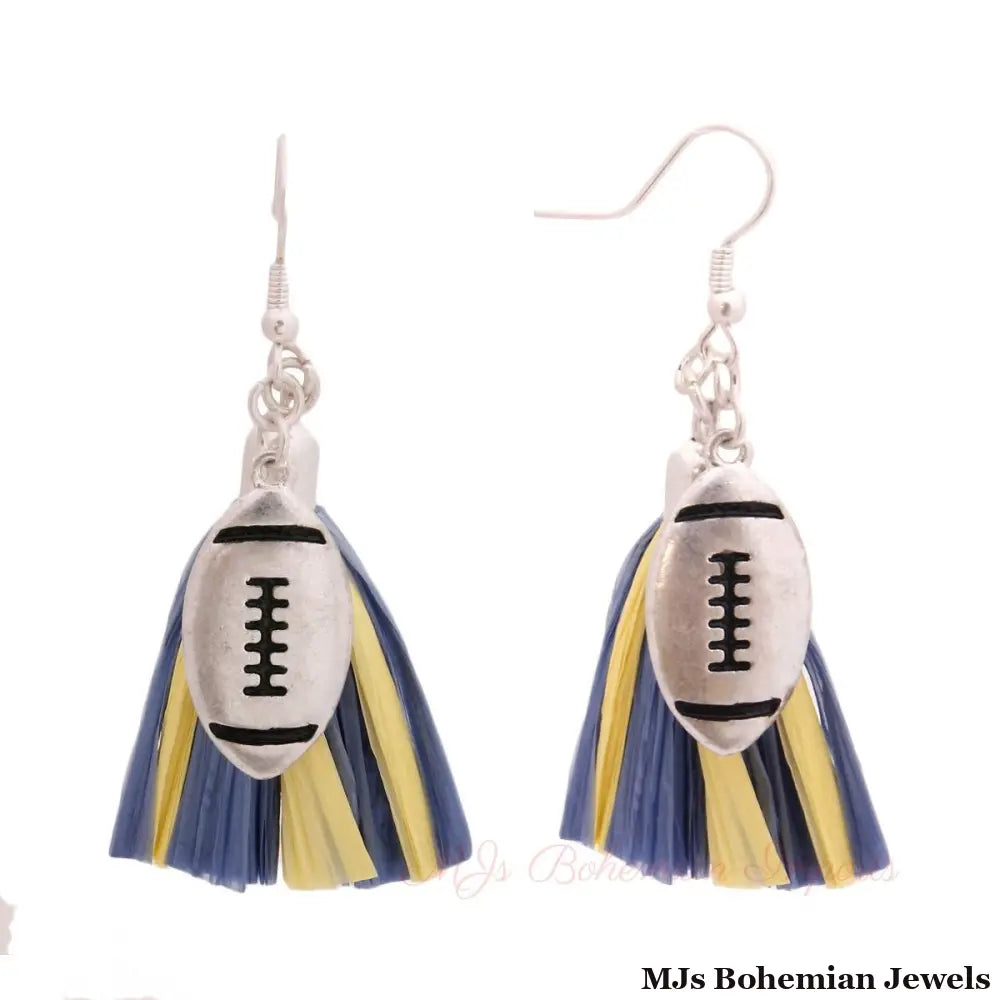 Blue Tassel Football Earrings