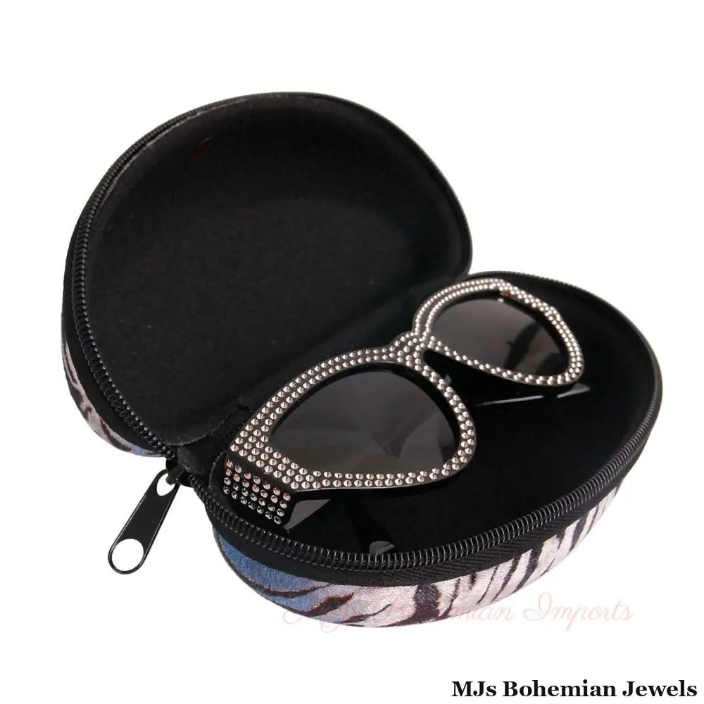 Blue Tiger Stripe Fur Sunglass Case