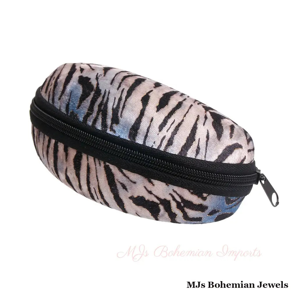 Blue Tiger Stripe Fur Sunglass Case