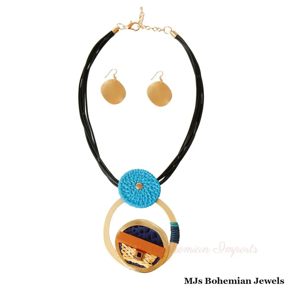 Blue Woven Pendant Set