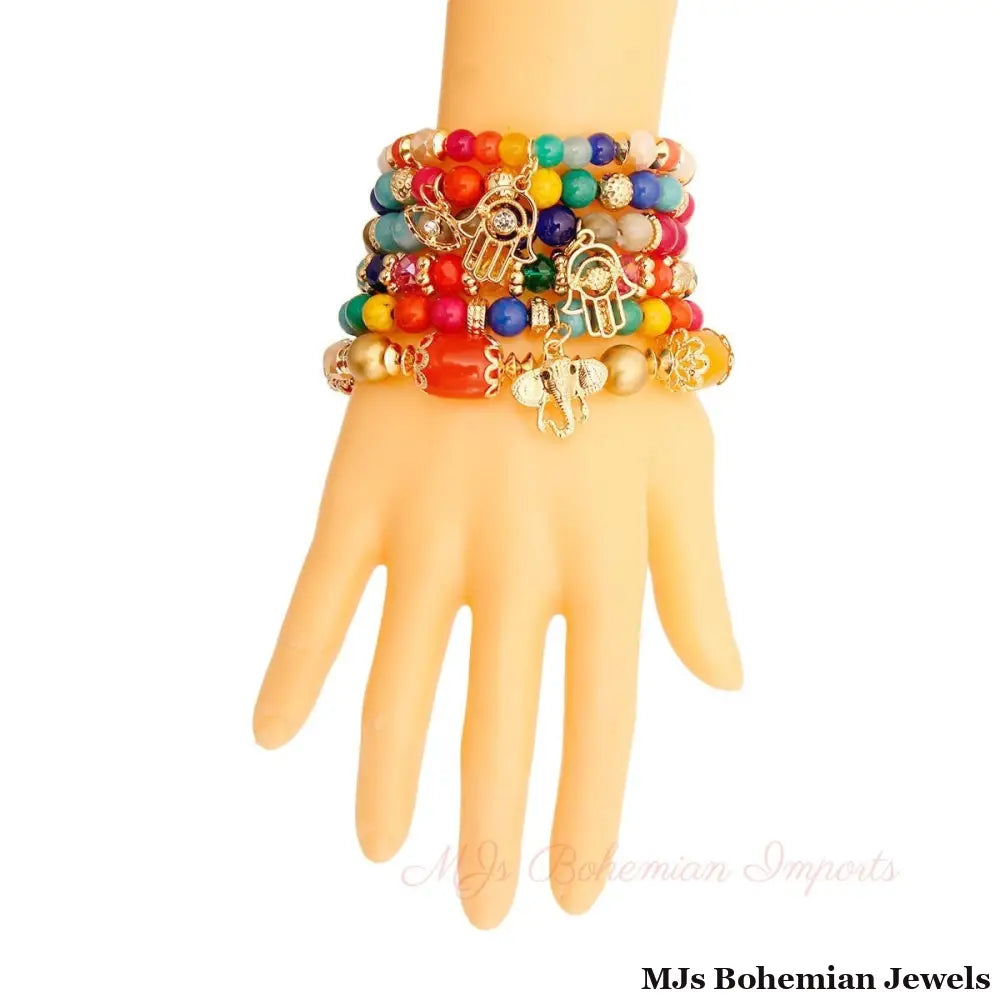 Bold Color Hamsa Charm Bracelets