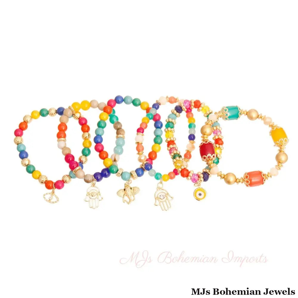 Bold Color Hamsa Charm Bracelets