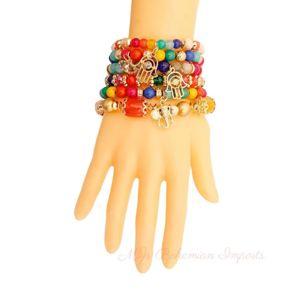 Bold Color Hamsa Charm Bracelets