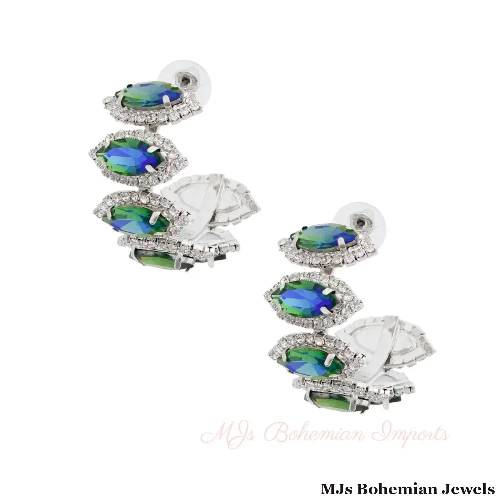 Brilliant Green Marquise Crystal Hoops