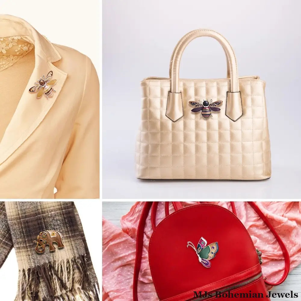 Brown and Gold Elephant Magnet Brooch