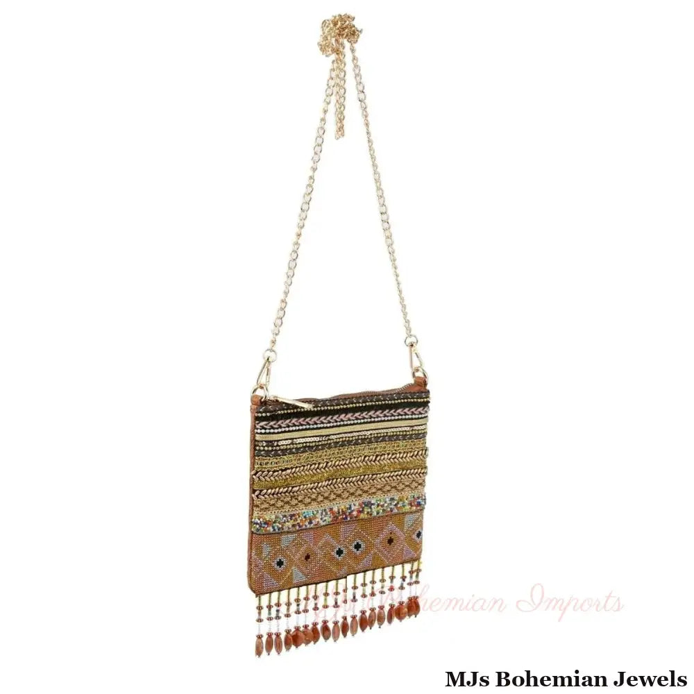 Brown Boho Beaded Crossbody