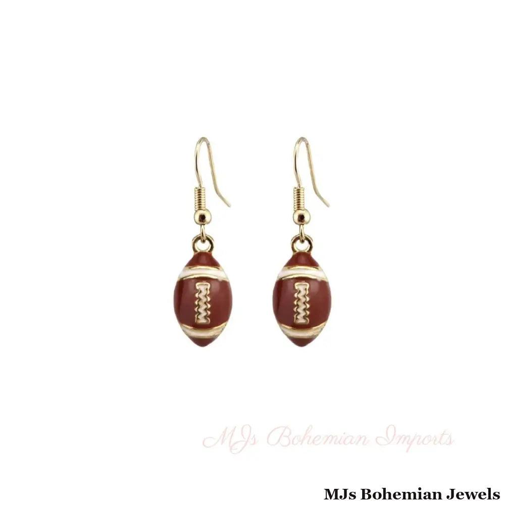 Brown Football Dangle Earrings