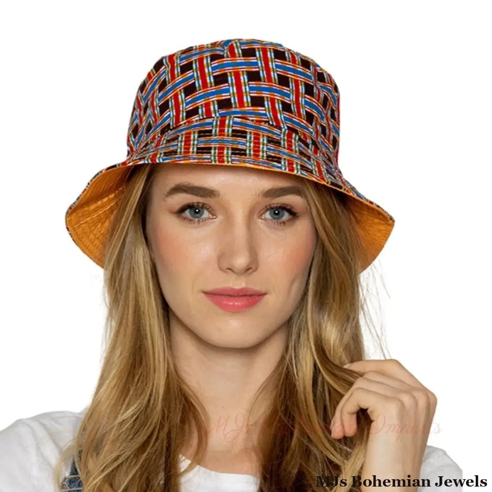 Brown Geometric Reversible Bucket Hat