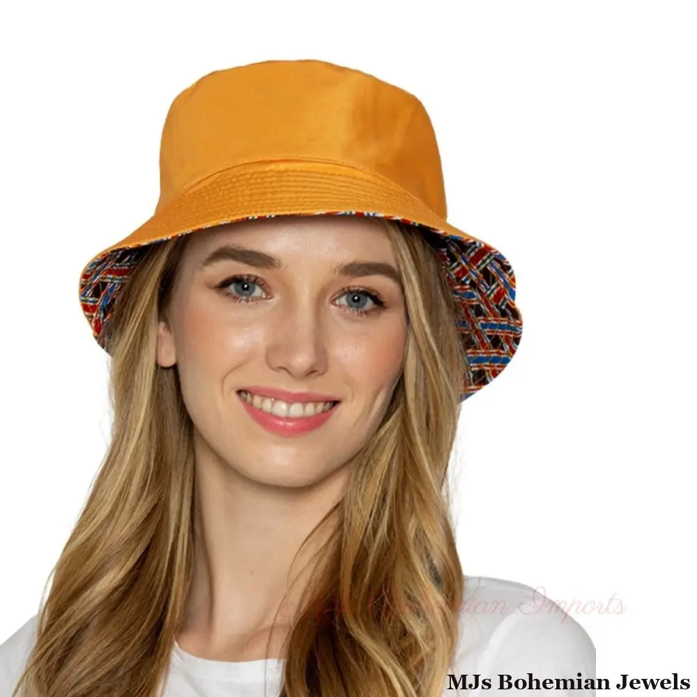 Brown Geometric Reversible Bucket Hat