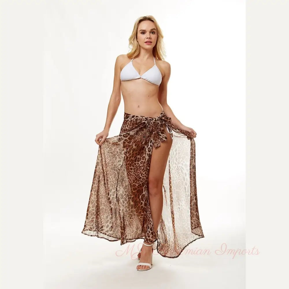 Brown Leopard Sarong Beach Skirt