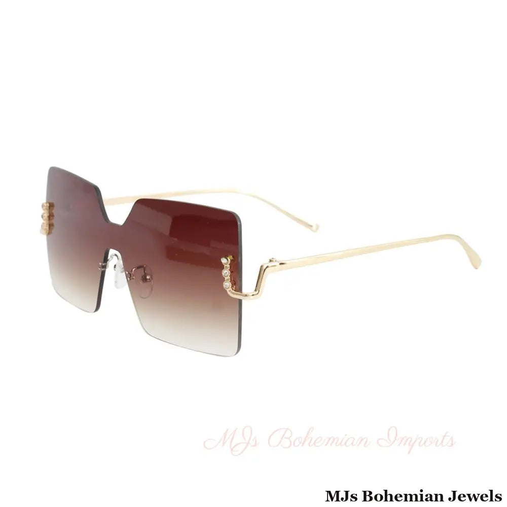 Brown One Piece Square Sunglasses