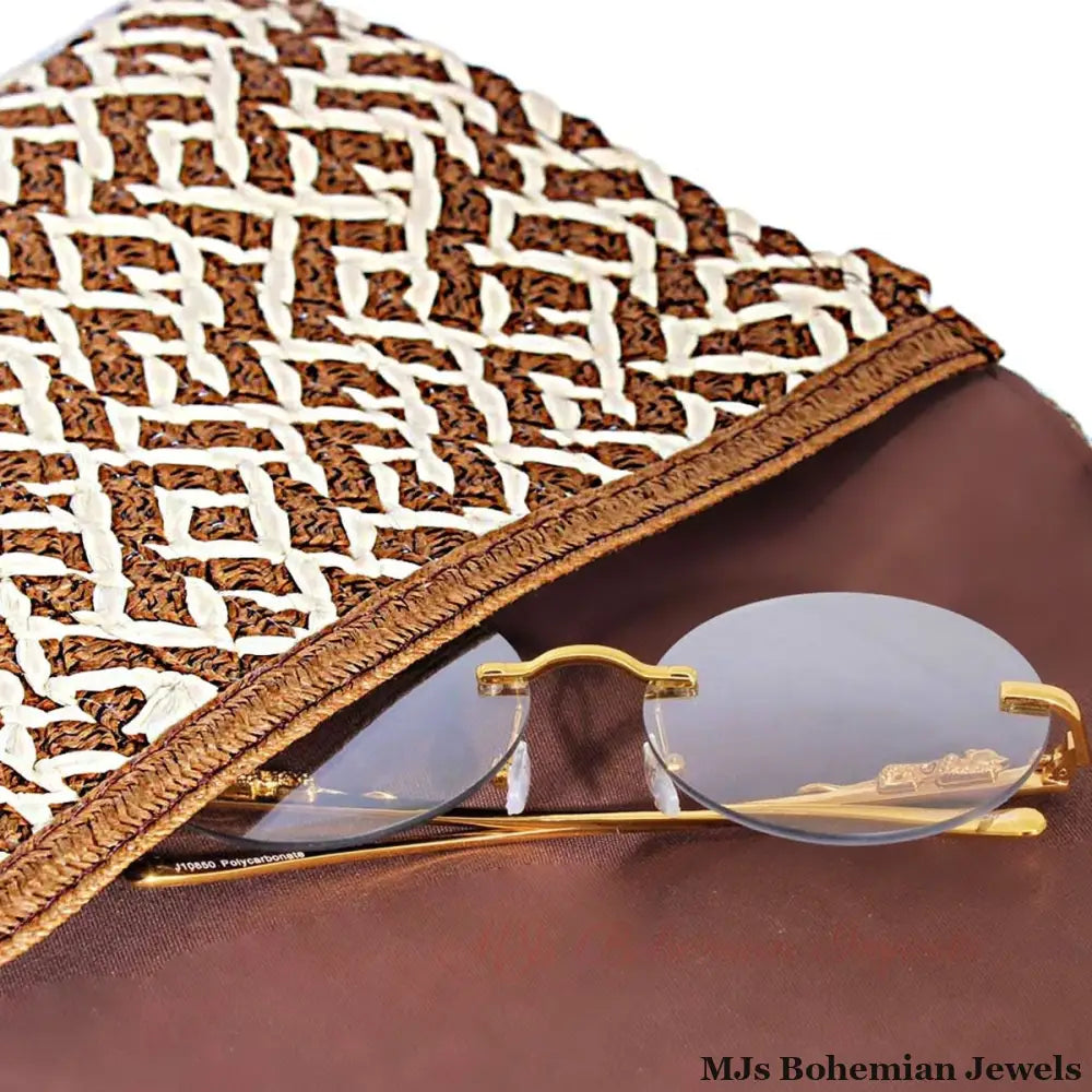 Brown Pattern Flap Clutch