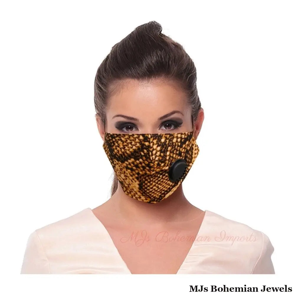 Brown Snake Skin Filter Mask