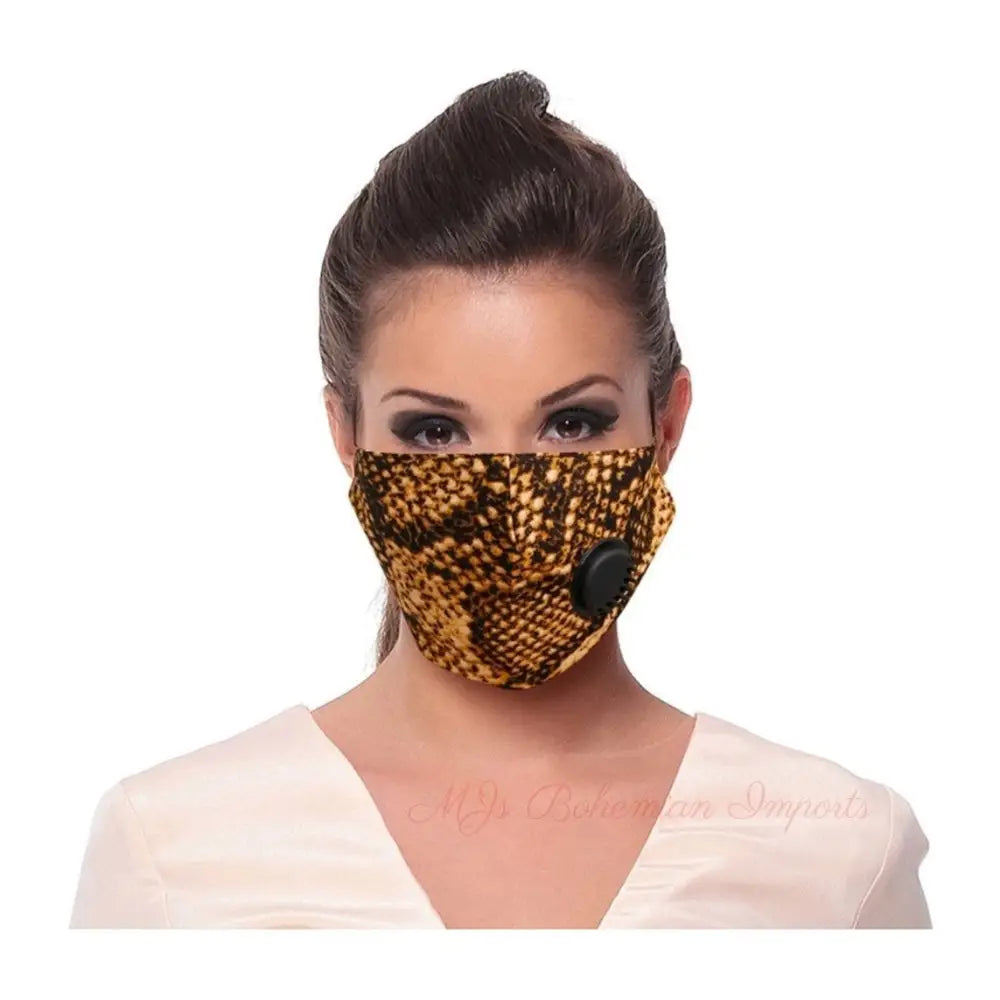 Brown Snake Skin Filter Mask