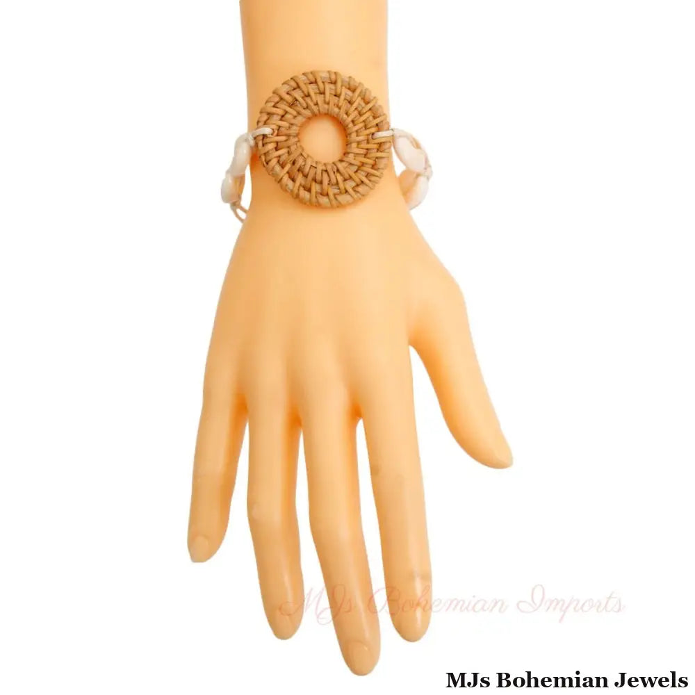 Brown Woven Ring Shell Bracelet