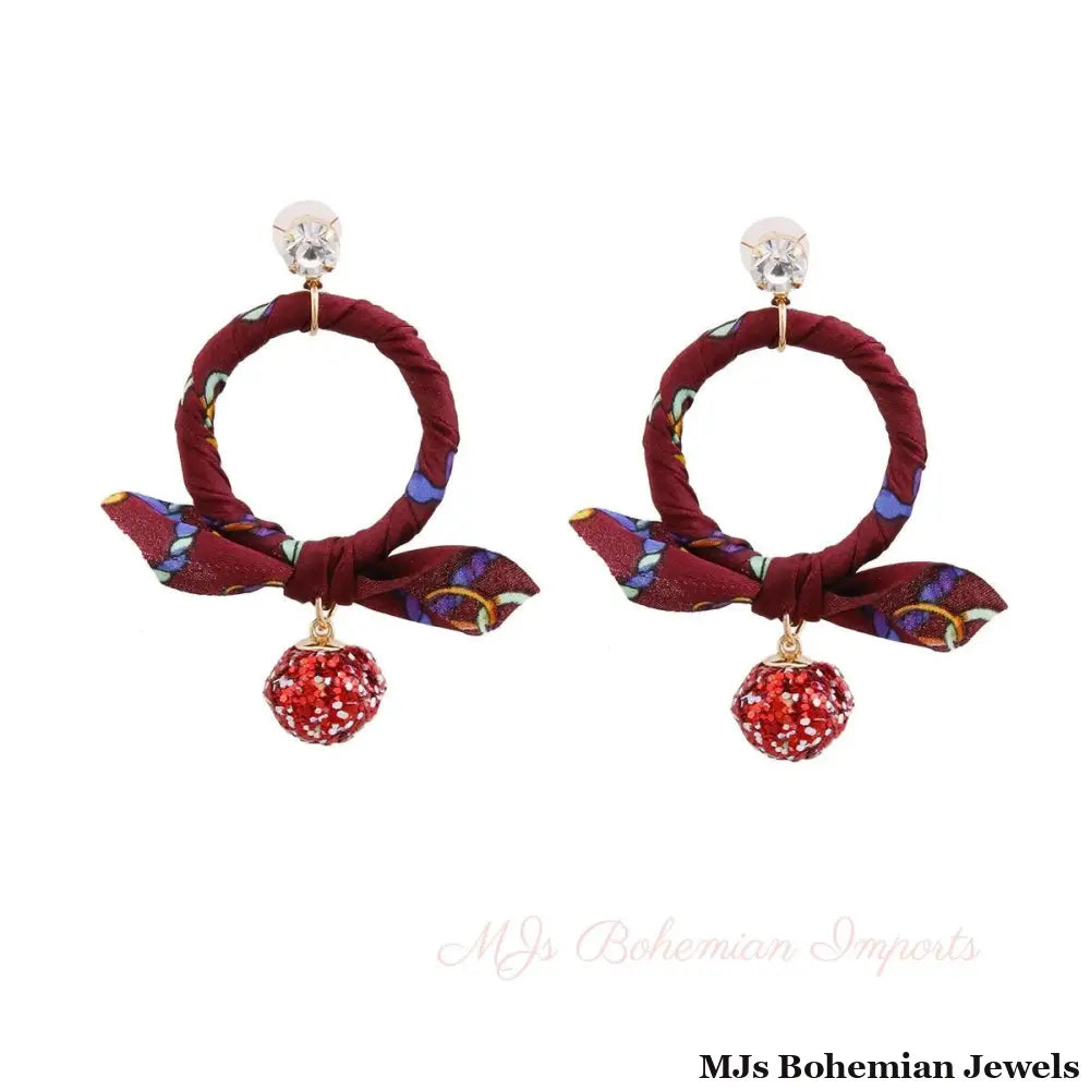 Burgundy Ring Earrings