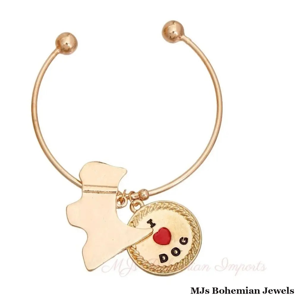 Burnished Gold Dog Charm Bracelet