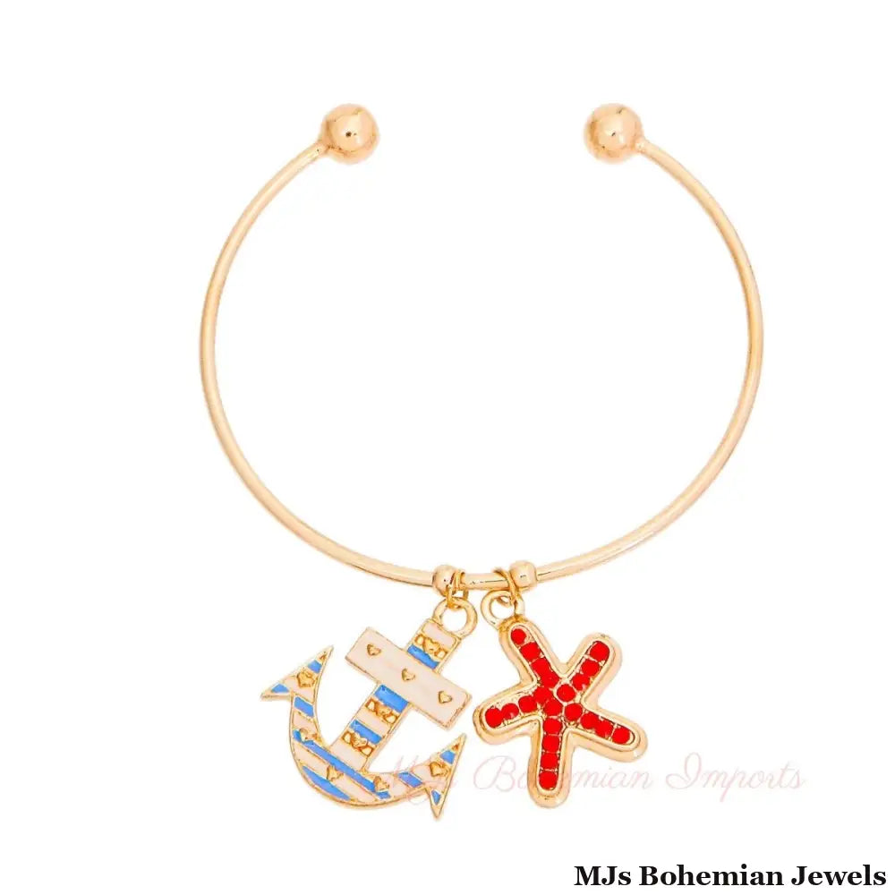 Burnished Gold Sea Charm Bracelet