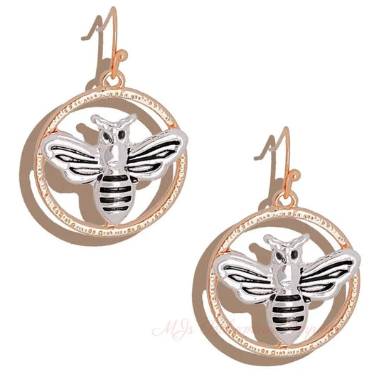 Burnished Metal Bee Earrings