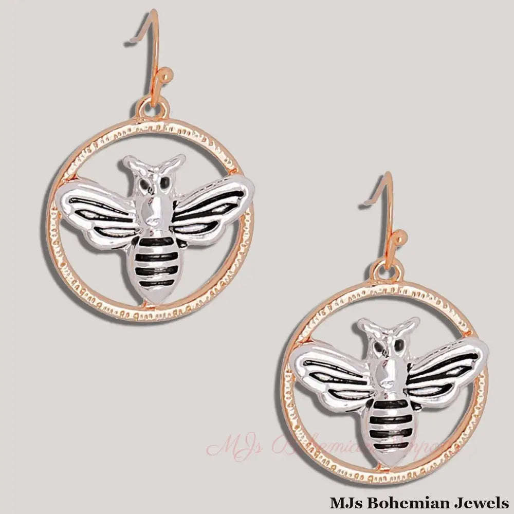 Burnished Metal Bee Earrings
