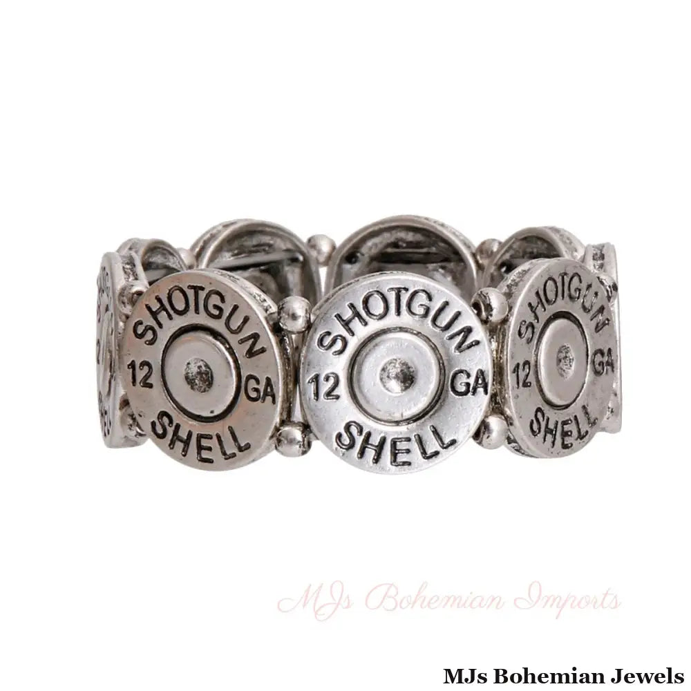 Burnished Silver Shotgun Shell Bracelet