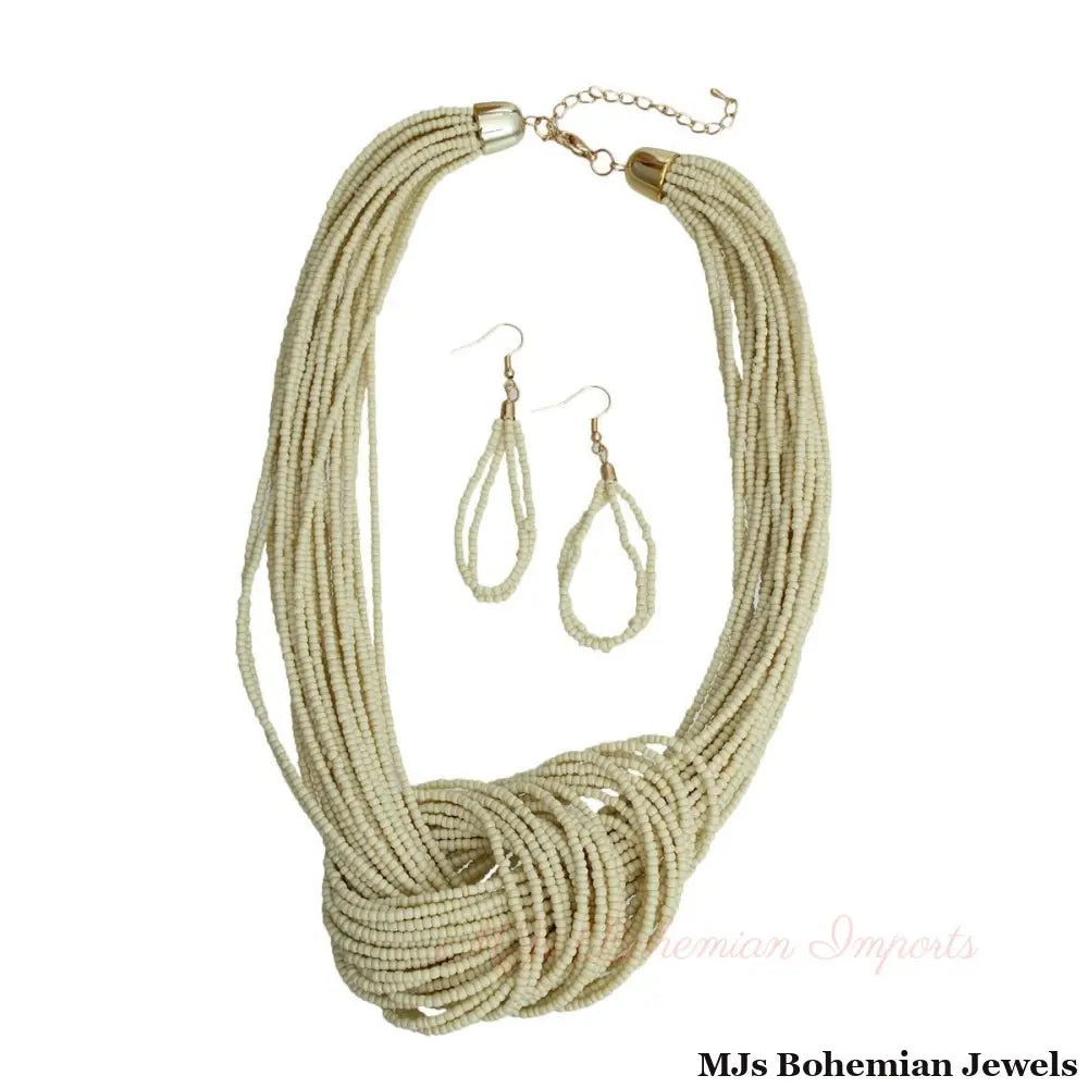 Chunky Knotted Cream Bead Necklace