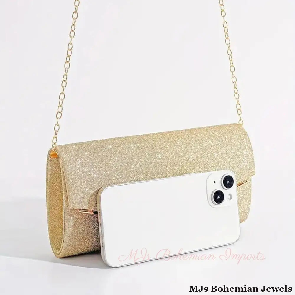 Clutch Gold Sparkle Flap Clutch for Women