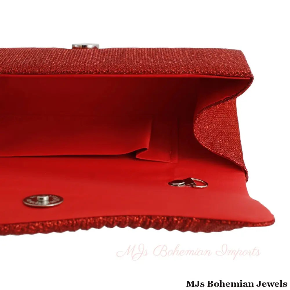Clutch Red Ruched Evening Bag for Women