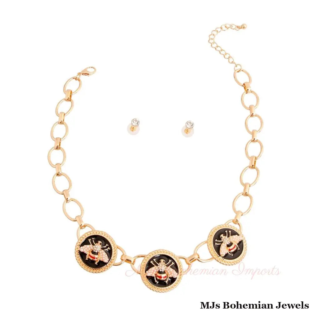 Coin of Couture: Black Bee Necklace