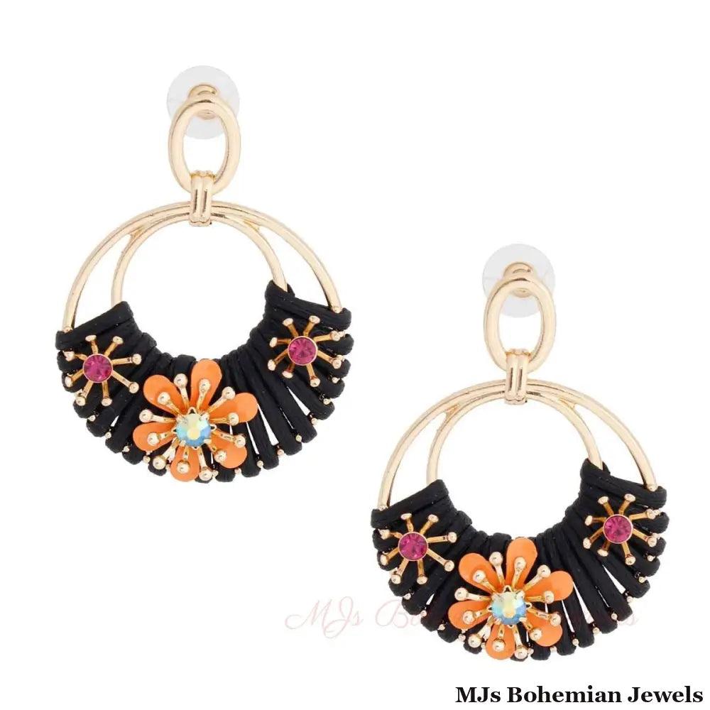 Coral Flower Round Earrings