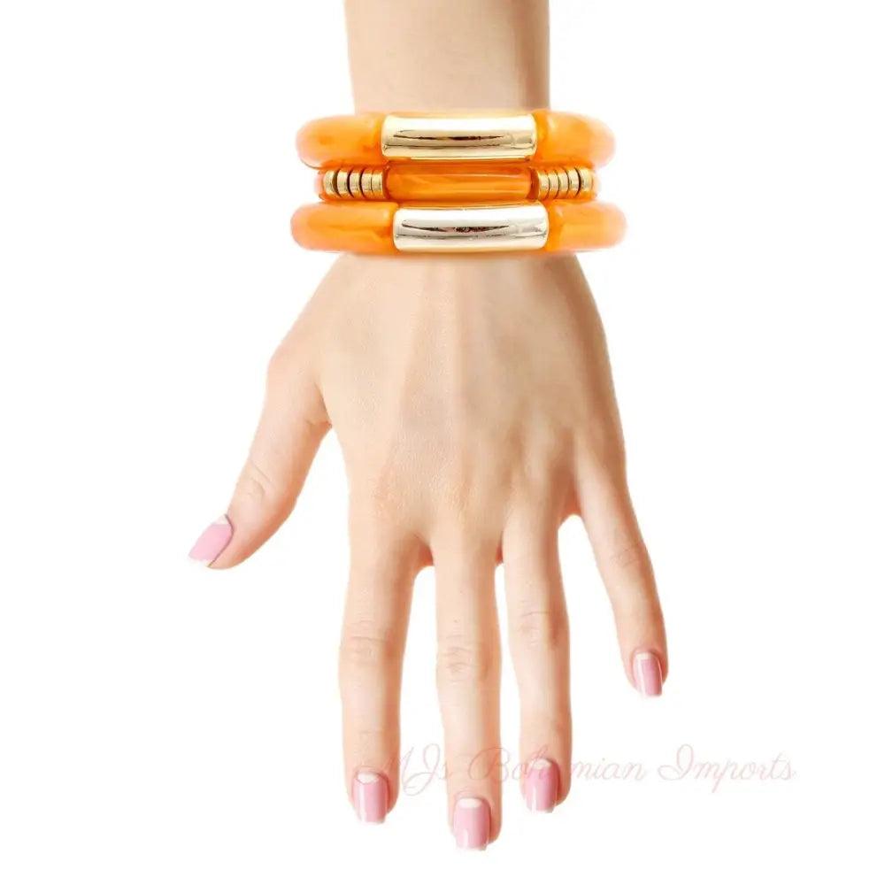 Coral Tube Stretch Bangle Set