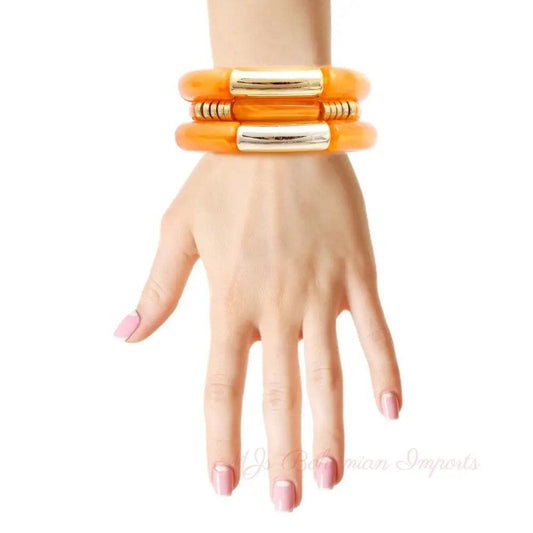 Coral Tube Stretch Bangle Set