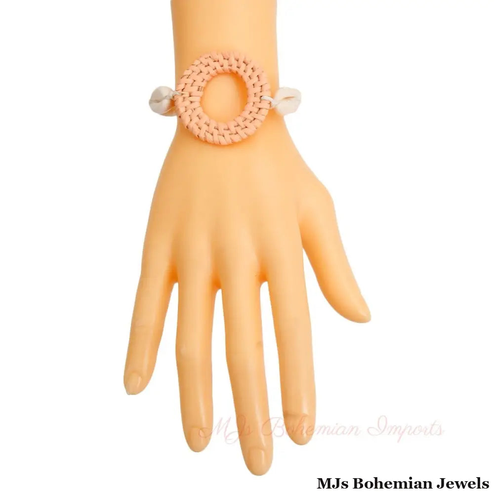 Coral Woven Shell Bracelet