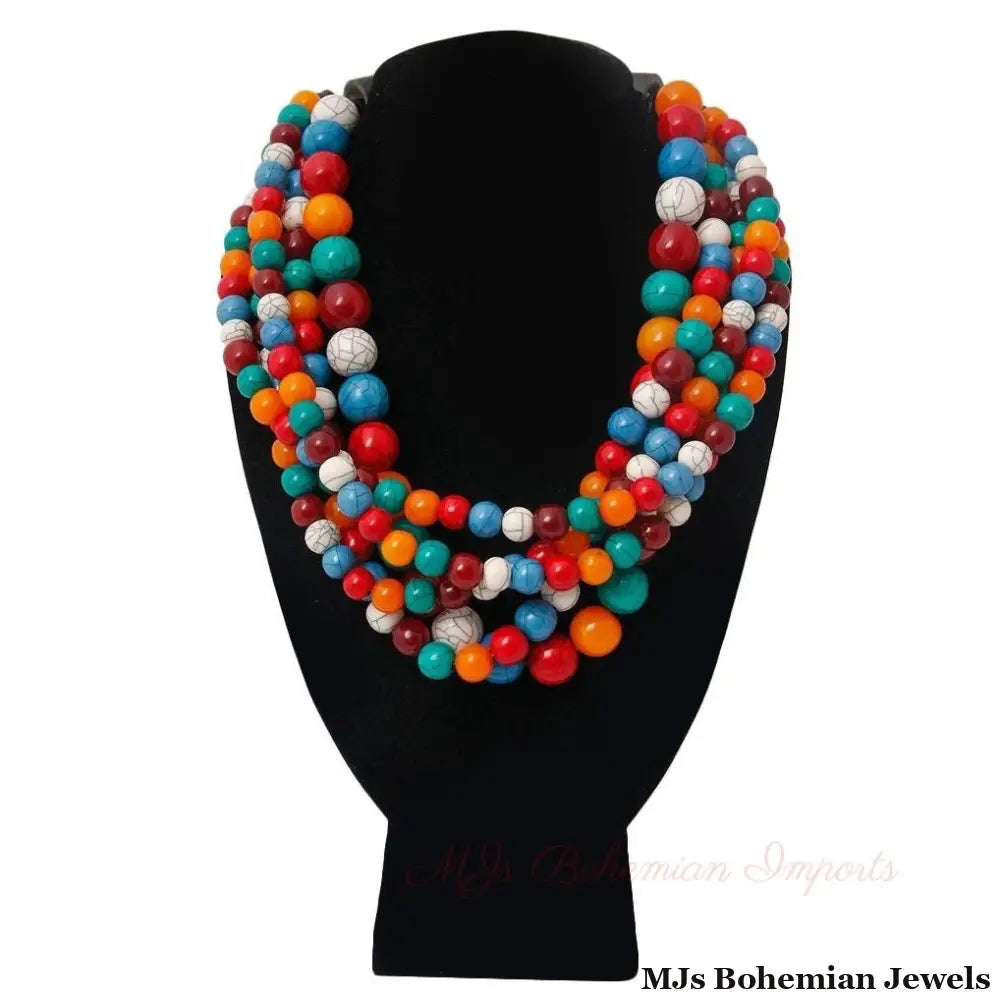 Cracked Multi Color Buffalo Horn Necklace
