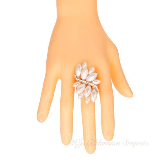 Cream Marquise Pearl Ring