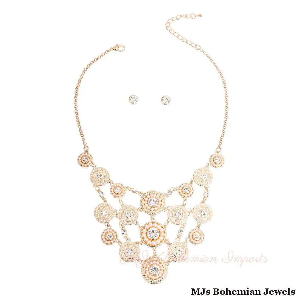 Cream Pearl and Stone Bib Set