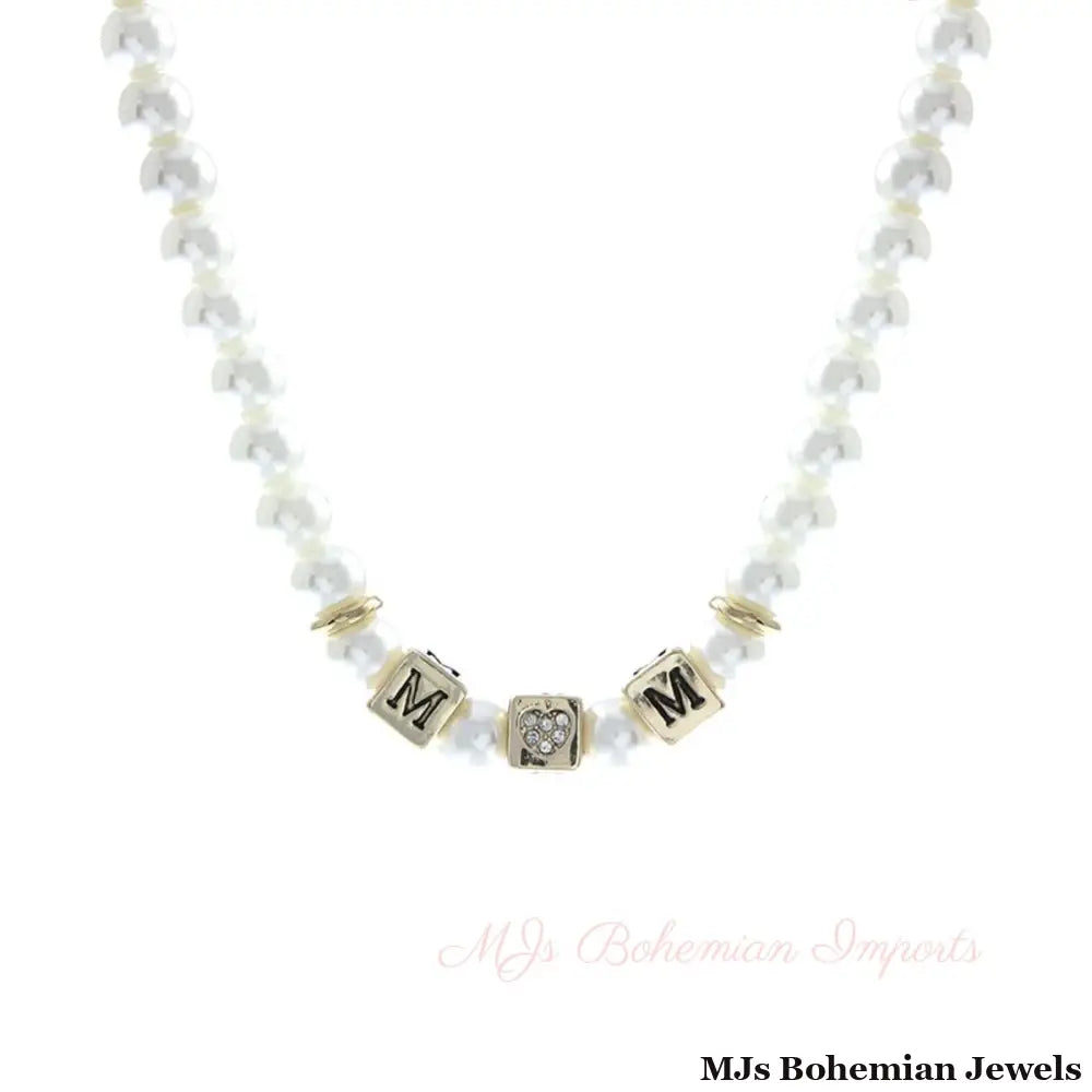 Cream Pearl Gold MOM Necklace